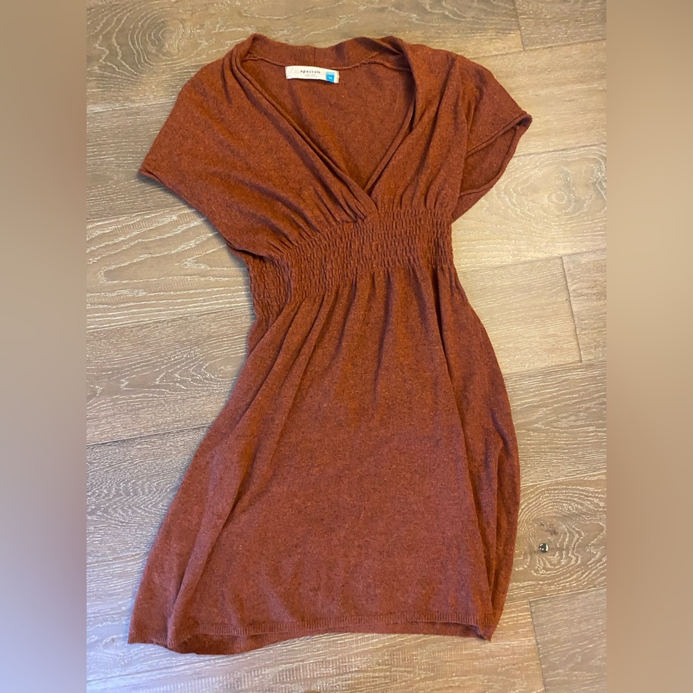 Anthropologie Sparrow Fall Foliage Sweater Knit Cashmere Smocked Dolman Dress M